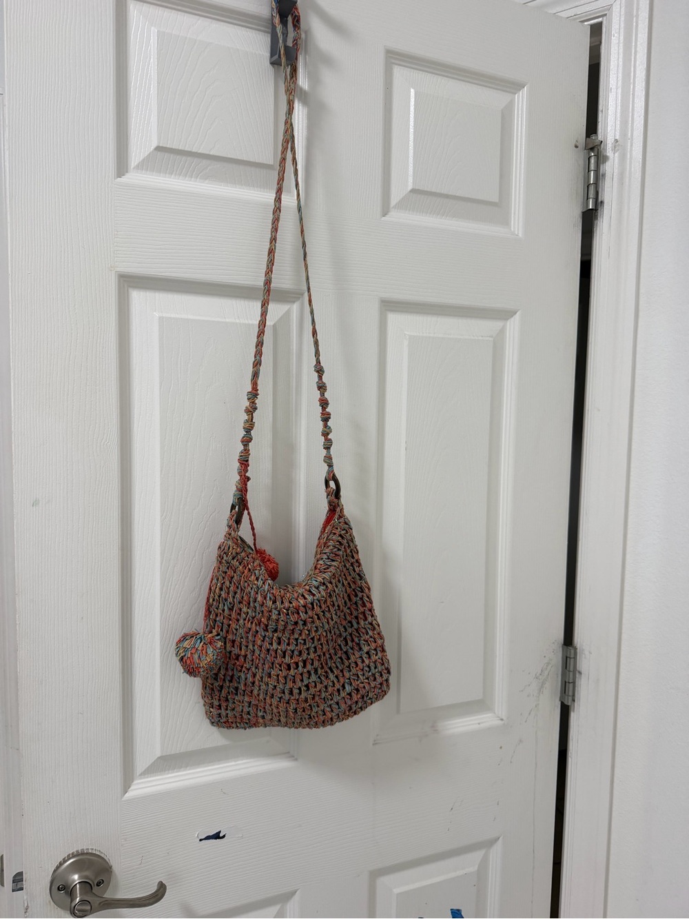 Sun N Sand Crochet Boho Crossbody Bag with Pom